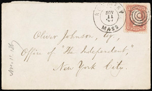 Letter from William Lloyd Garrison, Roxbury, [Mass.], to Oliver Johnson, Nov. 11, 1867