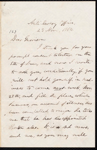 Thumbnail for Letter from Oliver Johnson, [New York, N.Y. ?], to William Lloyd Garrison, 23 Nov[ember], 1854