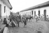 Colombia, view of busy market street in Santander