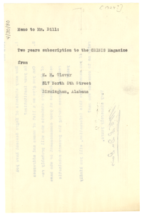 Memorandum from W. E. B. Du Bois to A. G. Dill