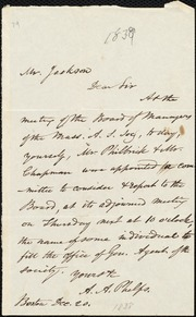 Letter to] Mr. Jackson, Dear Sir [manuscript