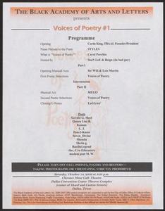 Program: Voices of Poetry #1