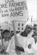 Klansmen and other audience members at a Ku Klux Klan rally in Montgomery, Alabama.