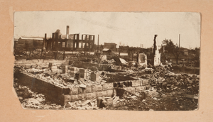 Photograph of destruction in Greenwood after the Tulsa Race Massacre