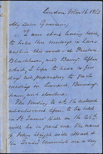 Letter from George Thompson, London, [England], to William Lloyd Garrison, 1863 Mar[ch] 16