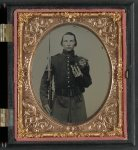 [Private Charles M. Judkins of Company A, 9th New Hampshire Infantry Regiment, and Company G, 6th U.S. Veteran Reserve Corps Infantry Regiment with bayoneted musket]