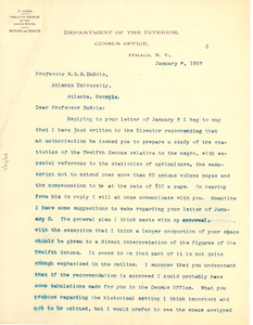 Letter from the United States Census Office to W. E. B. Du Bois