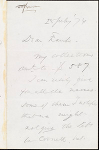 Thumbnail for Letter from Wendell Phillips, to Francis Jackson Garrison, 28 July [18]76