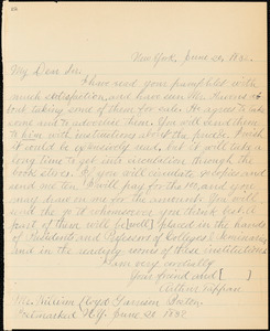 Letter from Arthus Tappan, New York, [New York], to William Lloyd Garrison, 1832 June 20