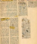 Newspaper Clippings: "The Race Problem," "Brostoff Envoy to NAACP Meet," "Letters," "Y.W.C.A. Organizes New Group"