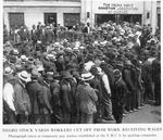 Negro stock yards workers receiving wages