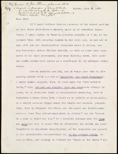 Copy of letter from William Lloyd Garrison, Boston, [Mass.], to John Farmer, June 6, 1837