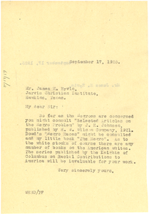 Thumbnail for Letter from W. E. B. Du Bois to James M. Ervin