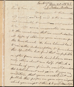 Letter from John Emery Fuller, Boston, to Amos Augustus Phelps, Dec 30-1835