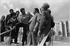 Hosea Williams and Joe Boone at Holy Family Hospital, circa 1972