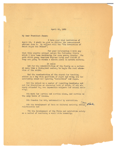 Letter from W. E. B. Du Bois to Fisk University