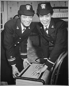 "Lt.(jg.) Harriet Ida Pickens and Ens. Frances Wills, first Negro Waves to be commissioned. They were members of the final graduating class at Naval Reserve Midshipmen's School (WR) Northampton, MA."