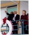 Benjamin Hooks and Hillary Clinton on the balcony of the Lorraine Motel