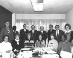 Dr. E. G. Scarlett, President, MTSU (4th from left, back); Dr. Edward J. Boling, President, UT (2nd from left, back); Dr. Dorothy L. Brown, Meharry Medical College (right, front row). Event and names of others present are unknown.