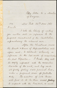 Letter from John Birney, New York, [New York], to a member of Congress, 1865 Dec[ember] 26th