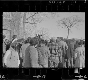 Brandeis Afro-American student addresses gathering asking them to start picketing