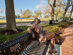 Artist John Hair's seated statue of Jerome Holland at Hampton University, a historically black university in Hampton, Virginia, one of the state's Tidewater-region cities at the place where the James River, Chesapeake Bay, and Atlantic Ocean converge