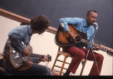 James "Son" Thomas, Pat Thomas, Ray Lum, Joe Cooper, William R. Ferris. Performance at Yale, American Folklife Festival in Washington, D.C., filming life in Leland, Miss., 1974.(Box 10 Ferris 034)