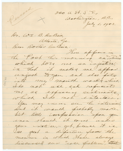 Thumbnail for Letter from Alfred Holt Stone to W. E. B. Du Bois