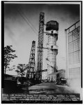 32.  VIEW OF PHOTO CAPTIONED 'SUBMARINE BASE, NEW LONDON, CONN. OCTOBER 3, 1932. COMPLETION OF ERECTION OF STEELWORK FOR ELEVATOR. LOOKING NORTH. CONTRACT NO. Y-1539-ELEVATOR, SUBMARINE ESCAPE TANK.' - U.S. Naval Submarine Base, New London Submarine Escape Training Tank, Albacore &amp; Darter Roads, Groton, New London County, CT
