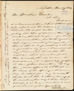 Letter from George Washington Frost Mellen, Boston, [Mass.], to William Lloyd Garrison, March 9 1844