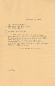 Letter from W. E. B. Du Bois to Louis T. Wright