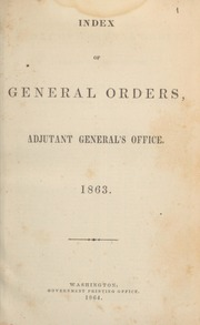 Index of general orders, Adjutant General's Office, 1863