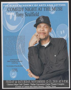 Flyer: Comedy Night at the Muse Featuring Tony Sculfield