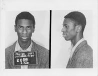 Mississippi State Sovereignty Commission photograph of Clarence Lloyd Thomas, Jr. following his arrest for his participation in the Freedom Rides, Jackson, Mississippi, 1961 May 25