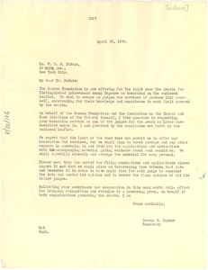 Letter from Federal Council of the Churches of Christ in America to W. E. B. Du Bois