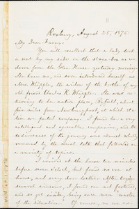 Letter from William Lloyd Garrison, Roxbury, [Mass.], to Fanny Garrison Villard, August 25, 1876