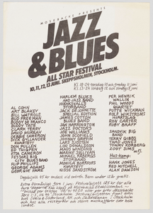 Flier for Jazz and Blues All Star Festival in Stockholm