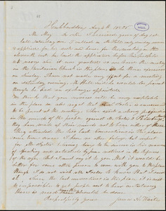 Letter from James Alson Waite, Hubbardston, [Massachusetts], to Samuel May Jr., 1850 Aug[ust] 4th