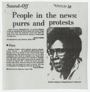 Barbara Jordan Scrapbook, December 1977 - February 1978