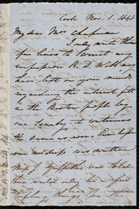 Letter from Isabel Jennings, Cork, [Ireland], to Maria Weston Chapman, Nov. 1, 1848