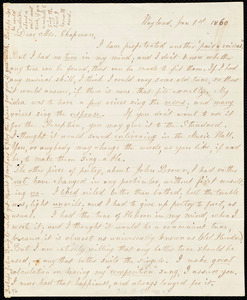 Letter from Lydia Maria Child, Wayland, to Maria Weston Chapman, Jan 1st 1860