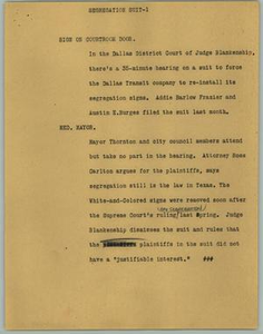 News Script: Segregation Suit