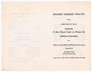 Program for three plays by Shearer Summer Theatre