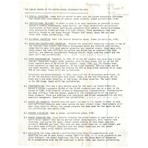 The twelve orders of the Boston desegregation case.