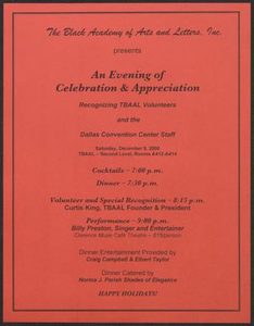 Flyer: An Evening of Celebration and Appreciation