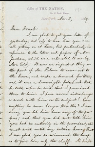 Letter from William Lloyd Garrison, Francis Jackson Garrison, Nov. 3, 1869