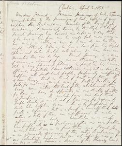 Thumbnail for Letter from Richard Davis Webb, Dublin, [Ireland], to Miss Weston, April 4, 1851