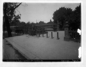 Entrance to Public Garden opposite Church Street, Boston, Mass.