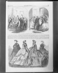 Outside of the galleries of the House of Representatives during the passage of the civil rights bill Paris fashions for April, 1866.