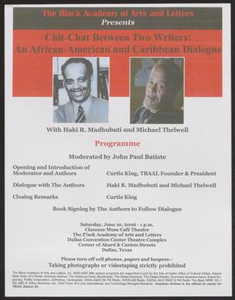 Program: Chit-Chat Between Two Writers: An African-American and Caribbean Dialogue